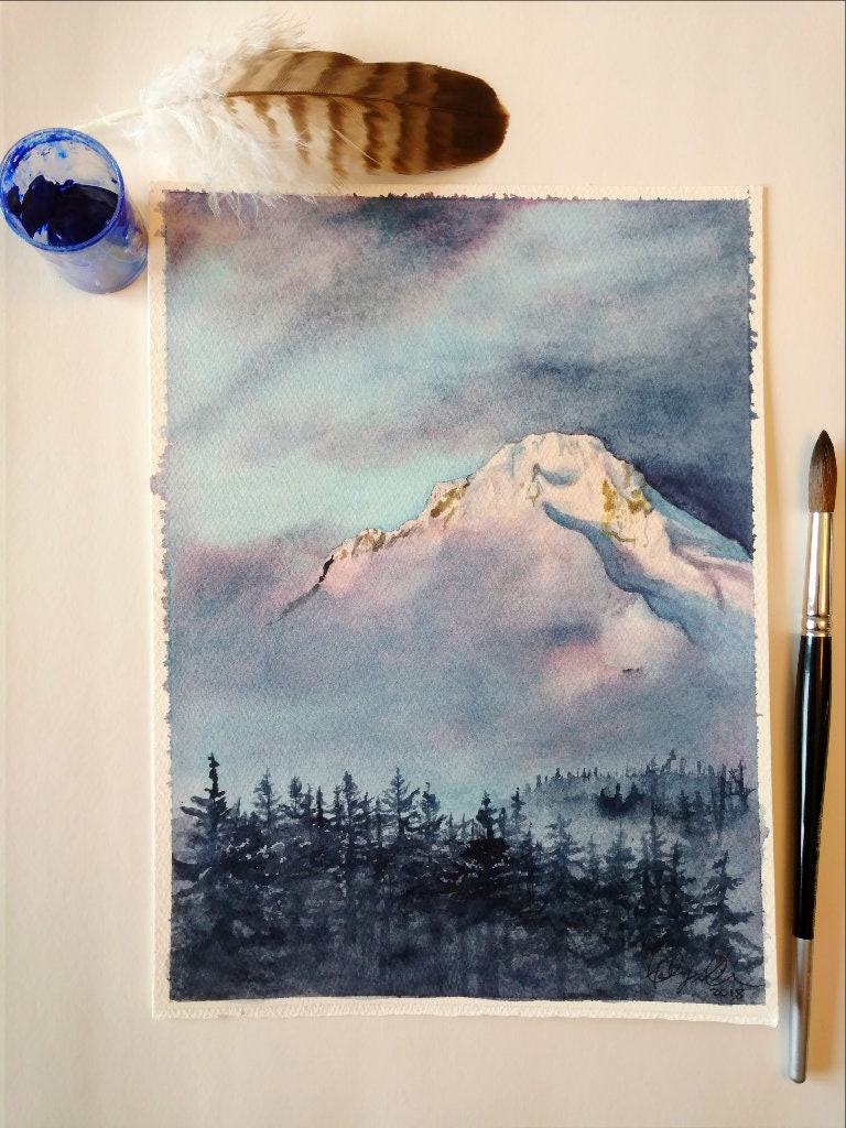 Mt. Hood Fine Art Watercolor Print by Ashley Nelson