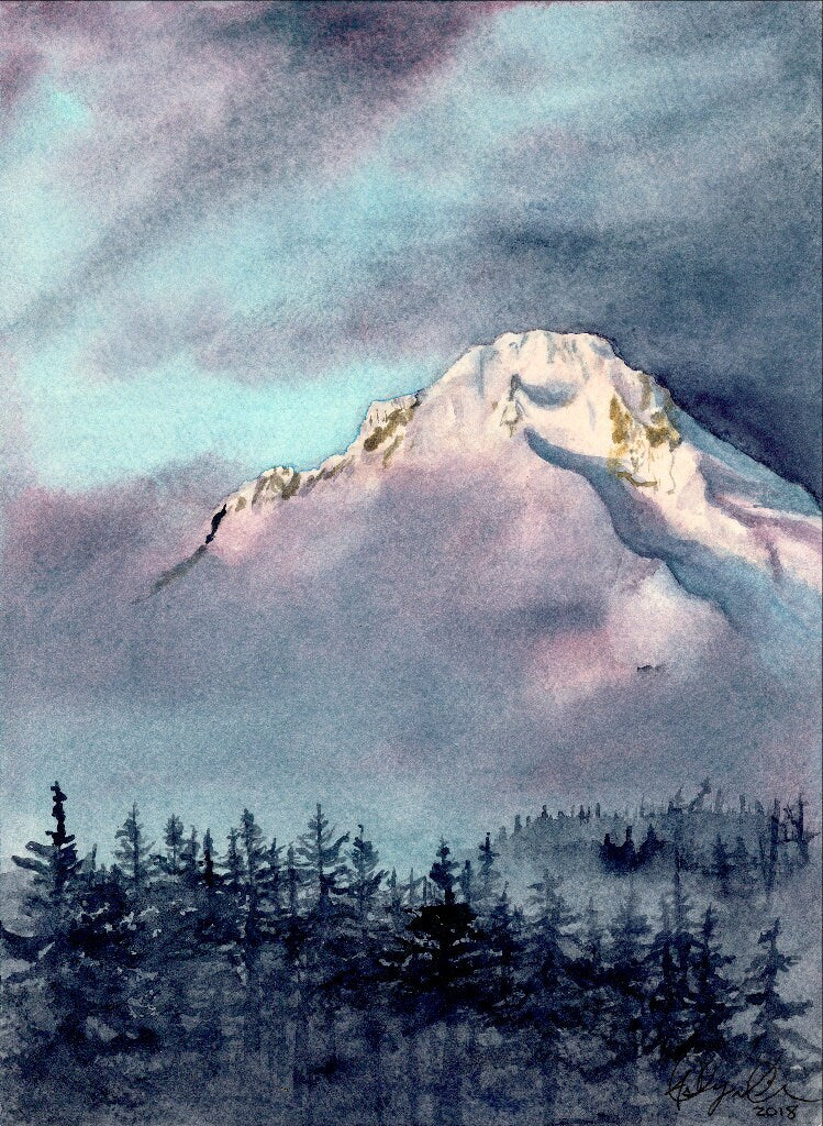 Mt. Hood Fine Art Watercolor Print by Ashley Nelson