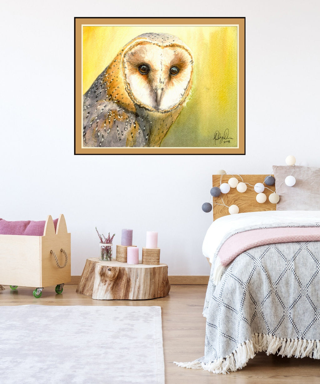 Barn Owl Fine Art Watercolor Print by Ashley Nelson