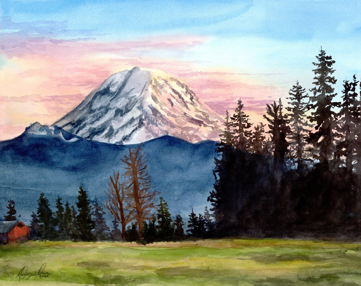 Mt Rainier Sunset Fine Art Print by Ashley Nelson