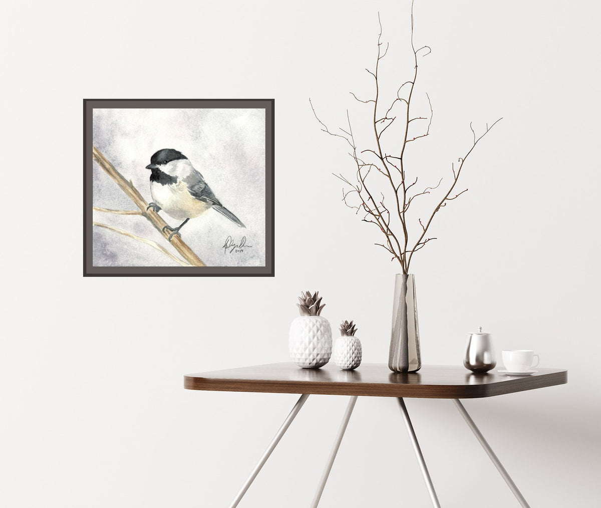 Black Capped Chickadee Fine Art Watercolor Print by Ashley Nelson
