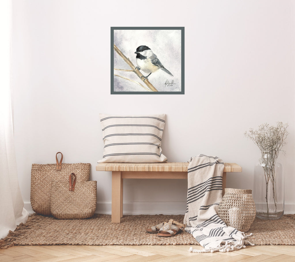 Black Capped Chickadee Fine Art Watercolor Print by Ashley Nelson