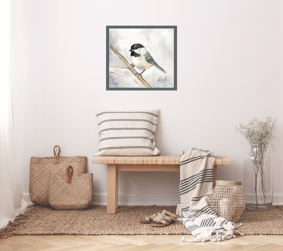 Black Capped Chickadee Fine Art Watercolor Print by Ashley Nelson