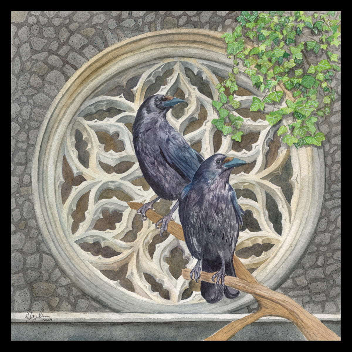 Crows of the Cathedral Fine Art Watercolor Print by Ashley Nelson