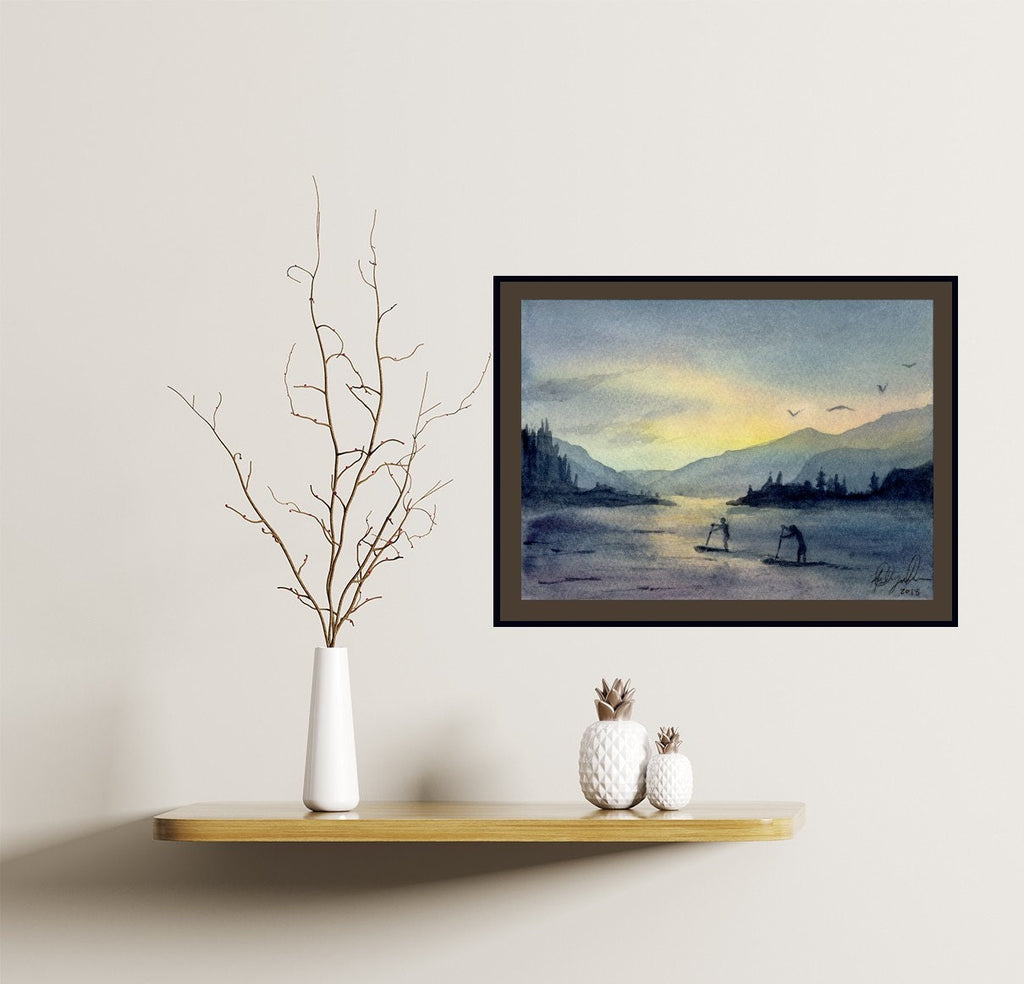 Columbia River Gorge Paddlers Fine Art Print by Ashley Nelson