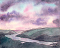 Columbia River Gorge Fine Art Watercolor Print by Ashley Nelson