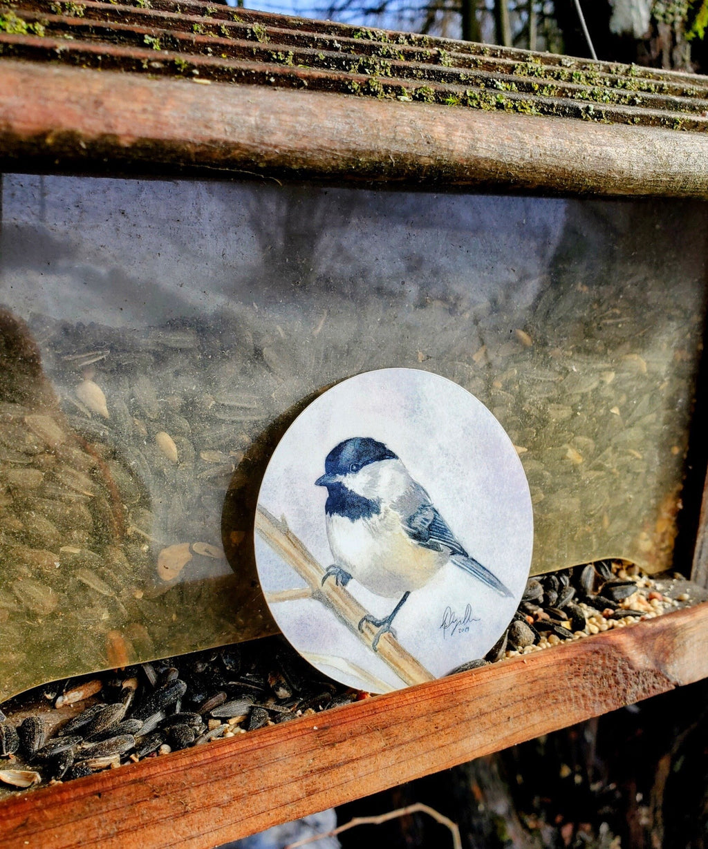 Chickadee Vinyl Sticker by Ashley Nelson