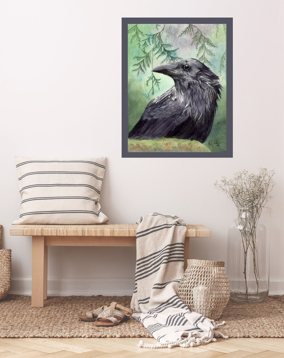 Raven Fine Art Watercolor Print by Ashley Nelson