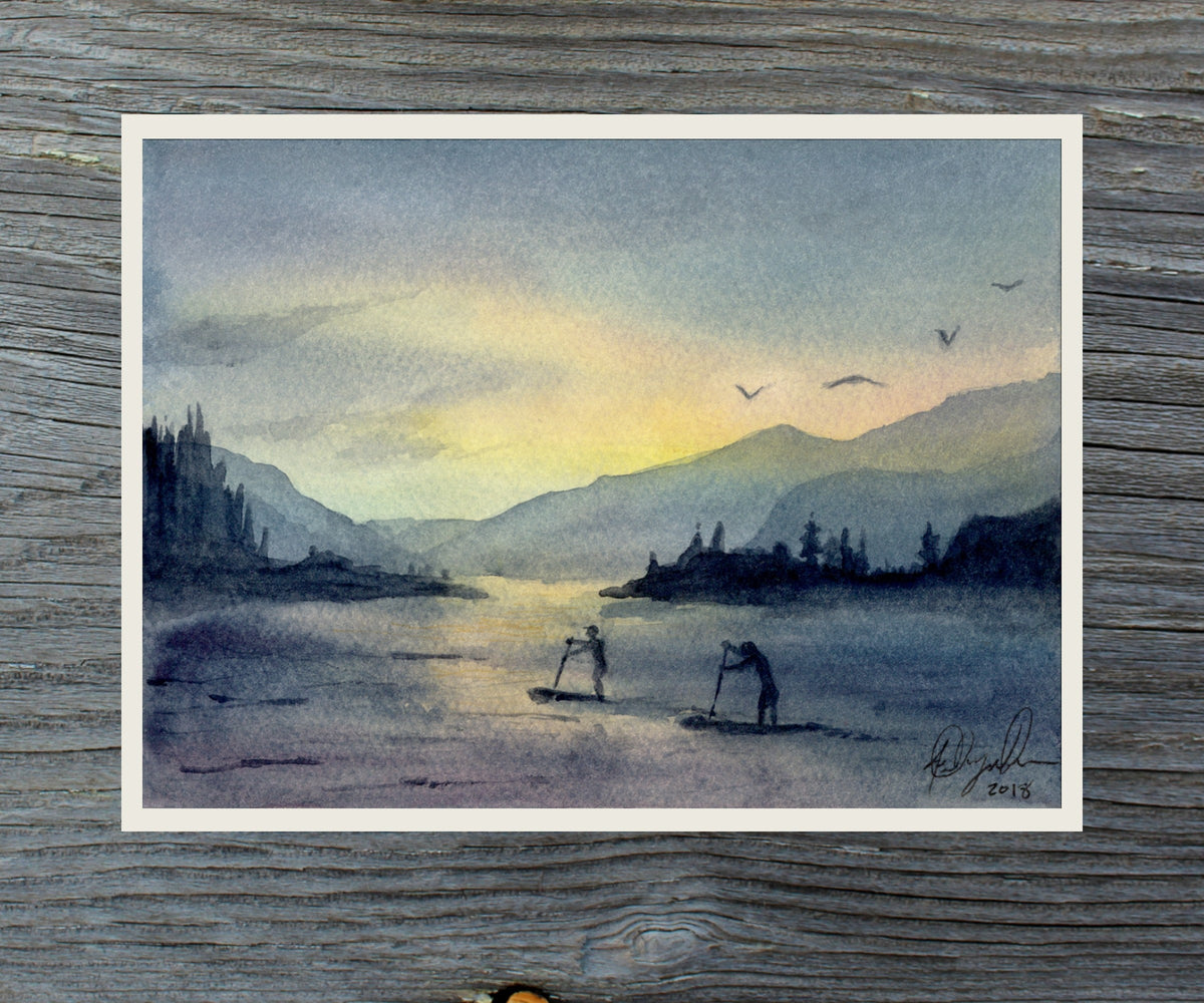Columbia River Gorge Paddlers Fine Art Print by Ashley Nelson