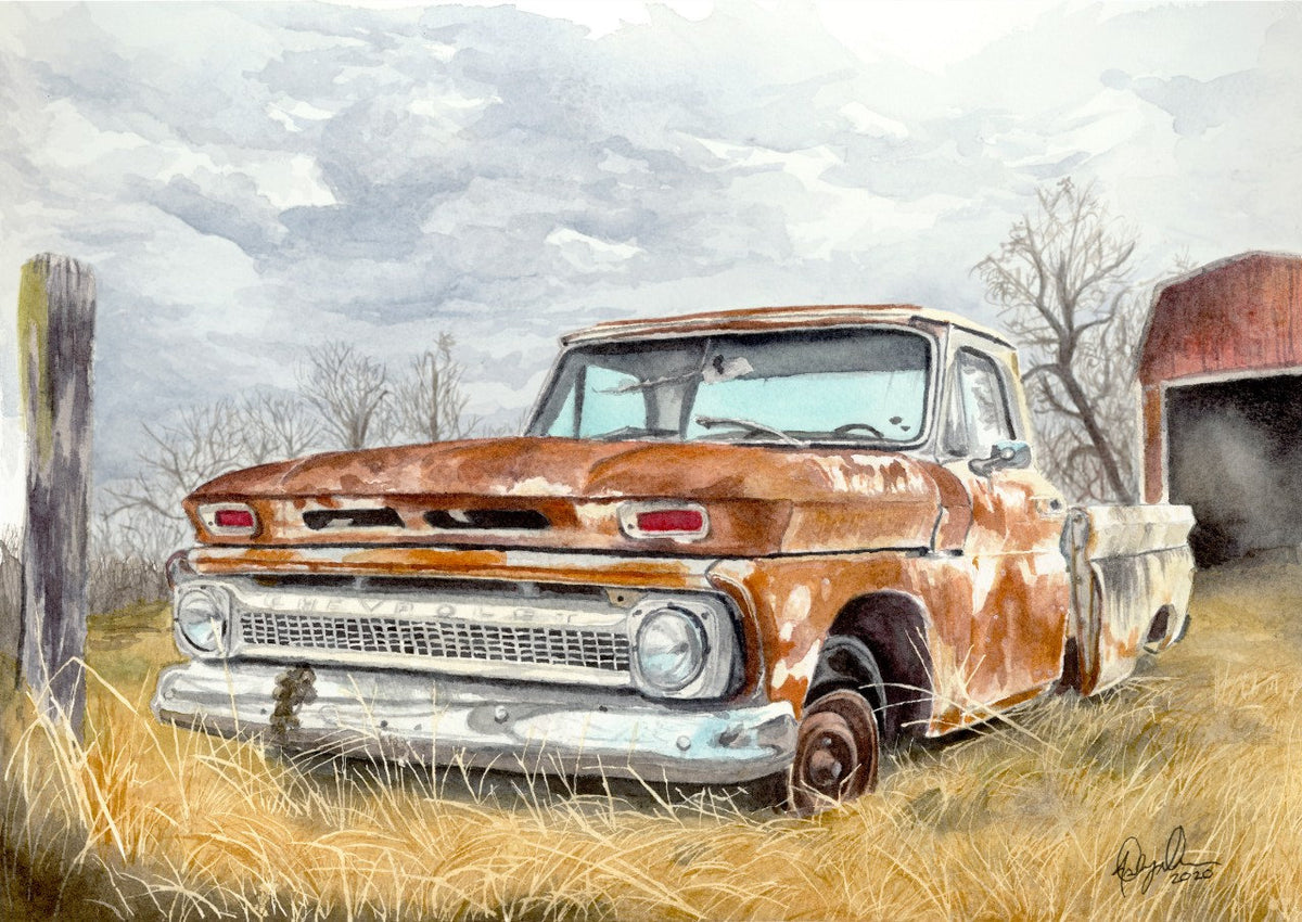 Grandpa's Chevy Fine Art Watercolor Print by Ashley Nelson