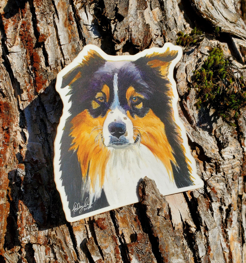Australian Shepherd Vinyl Sticker by Ashley Nelson